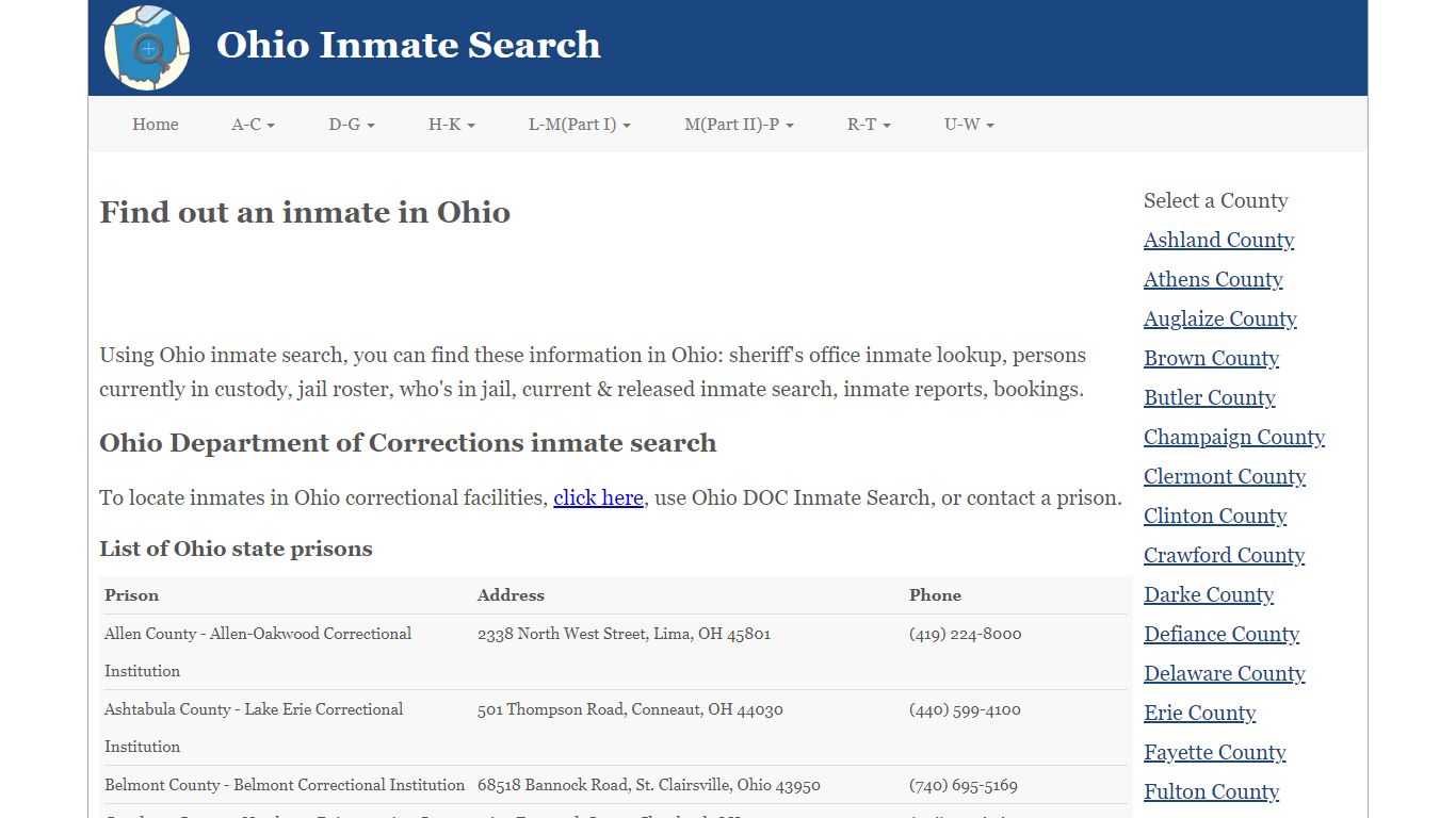 Ohio Inmate Search